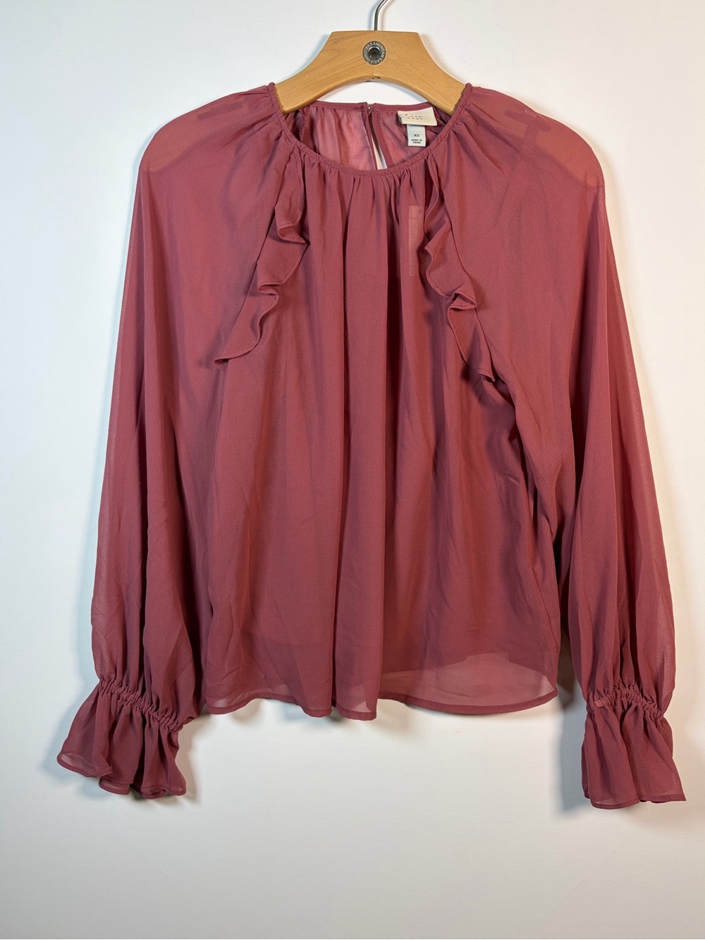 a new day Dusty Rose Ruffle Long-Sleeve Blouse